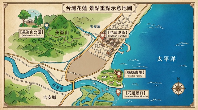 花蓮旅遊主要景點地圖