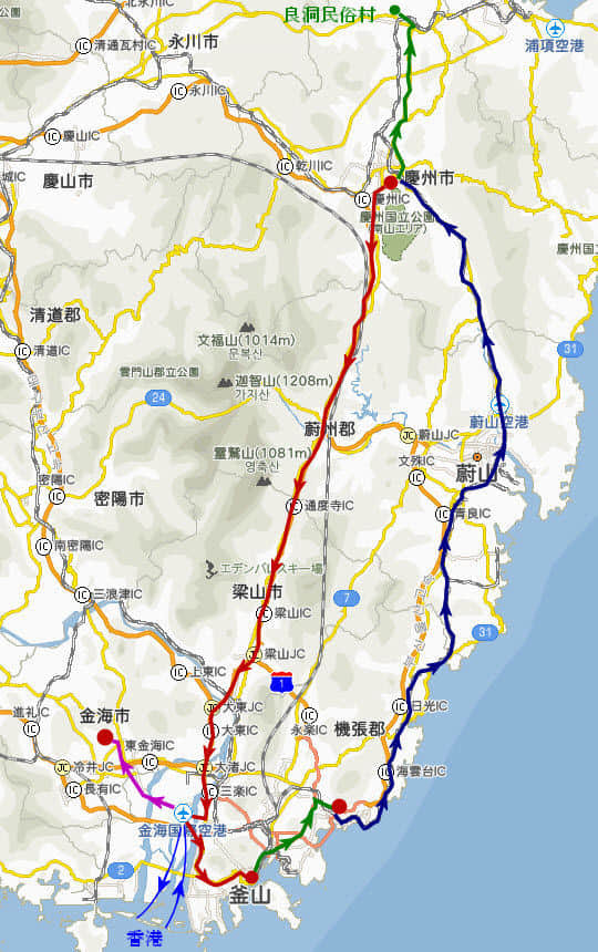 韓國釜山慶州自助旅行路線圖
