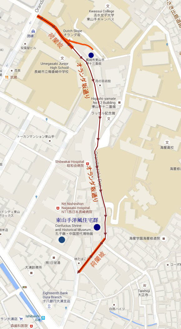 長崎 荷蘭坡、荷蘭坡大道步行路線圖