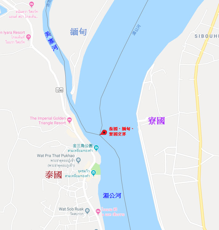 金三角地圖 - 泰國金三角公園 - 泰國、緬甸、寮國三角交匯處