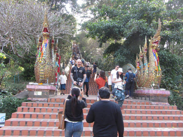 泰國 清邁 素帖寺 (Wat Phra That Doi Suthep) 登山石階