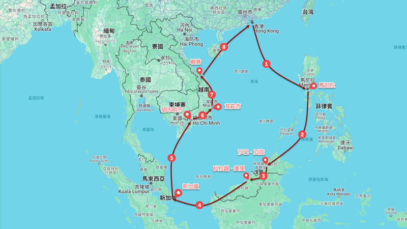 東南亞跨國自助旅遊路線圖