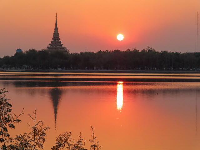 孔敬大湖公園 黃昏日落景色